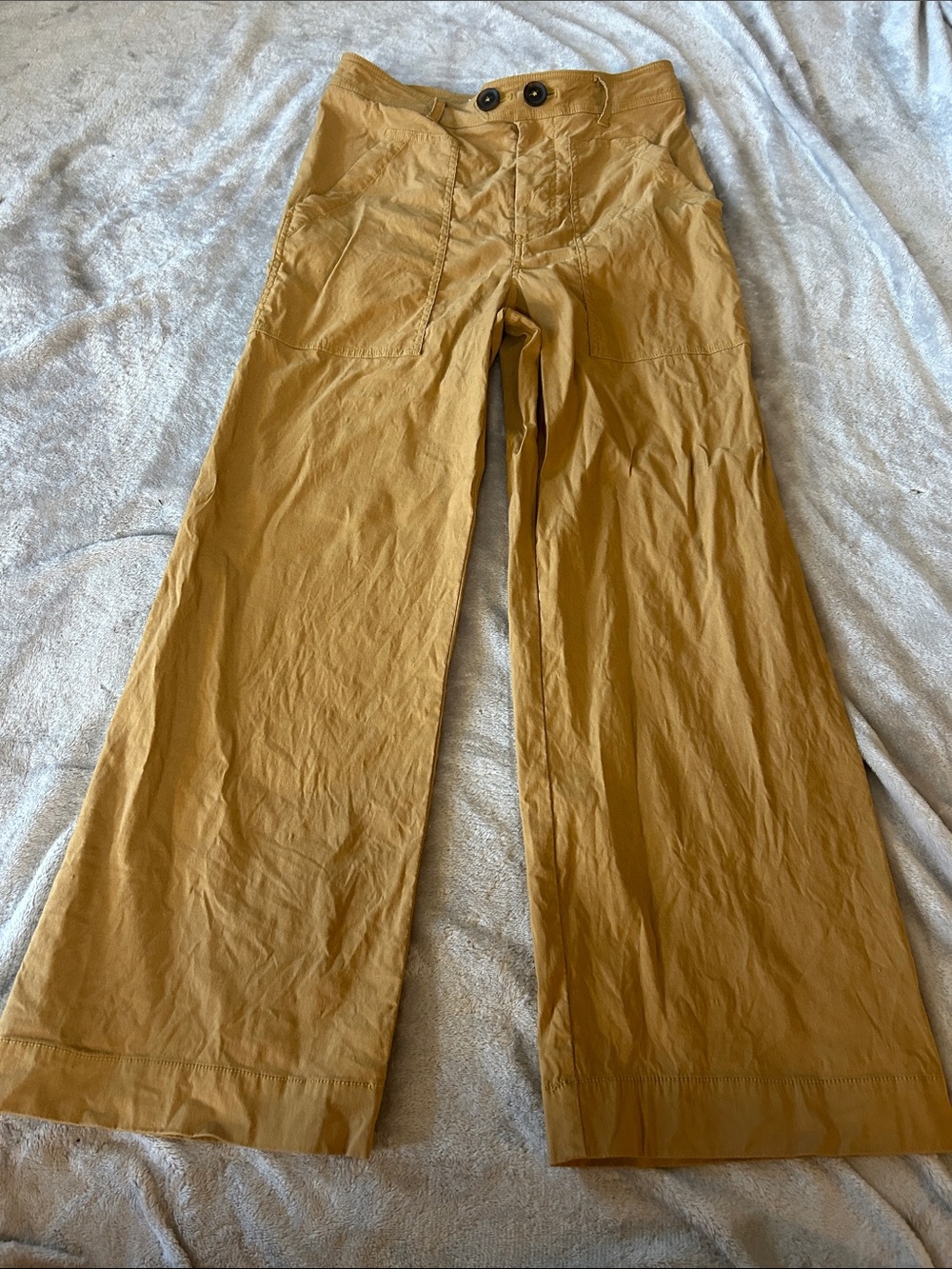 Maeve (Anthro) Colette wide leg cropped pants in tan/camel